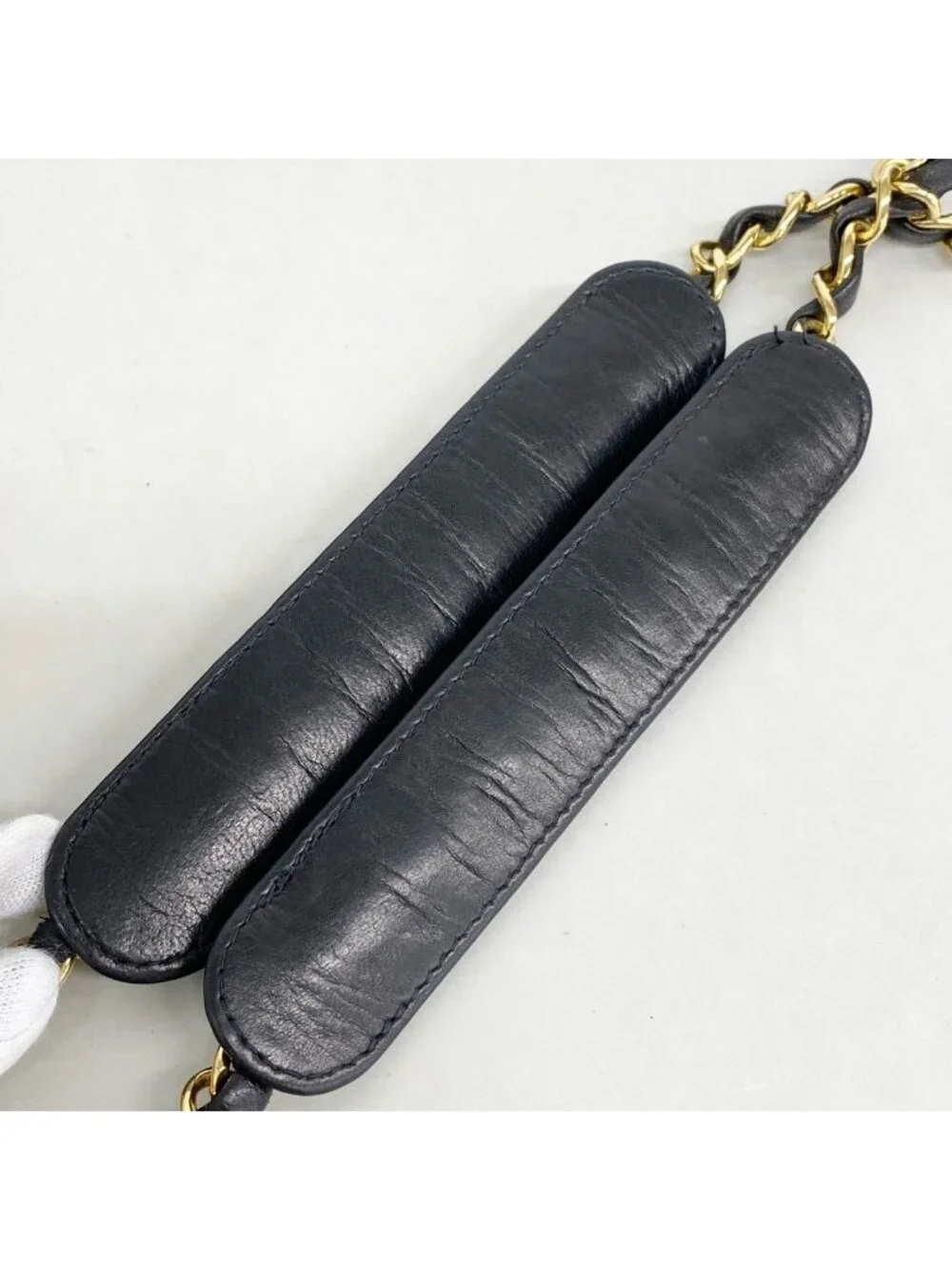 Chanel Shoulder Bag Quilted Lambskin Black Gold